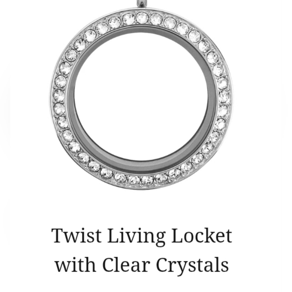 Silver Locket with Clear Crystals